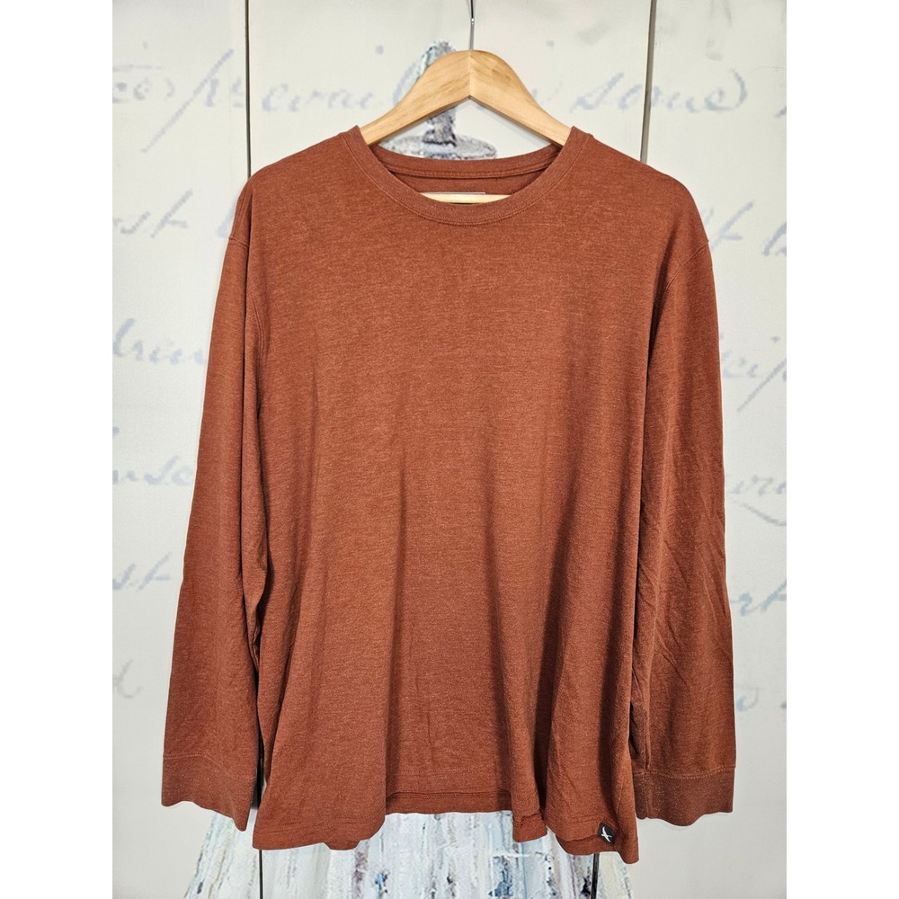 Eddie Bauer Mens Legendwash Long Sleeve Tee‎ Rust Orange Heather 2XL 8558